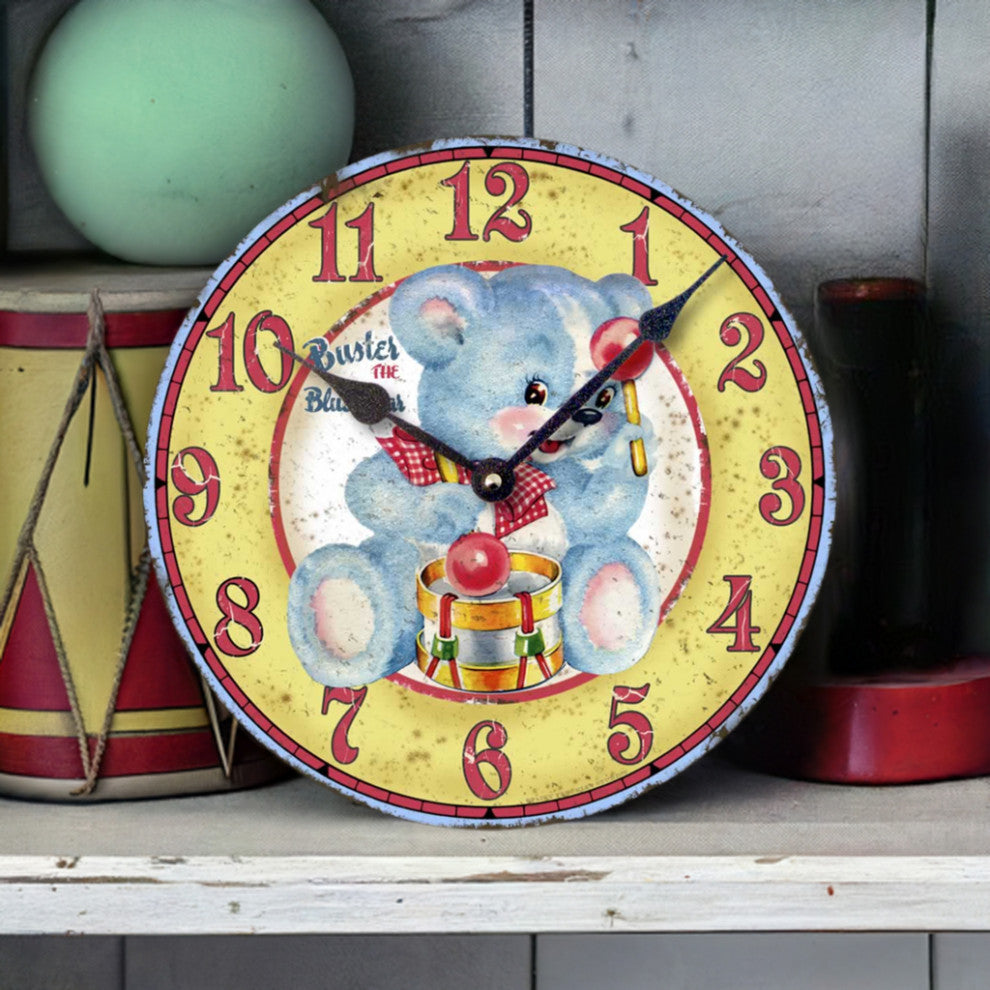 Vintage-Style Buster the Bear Wall Clock