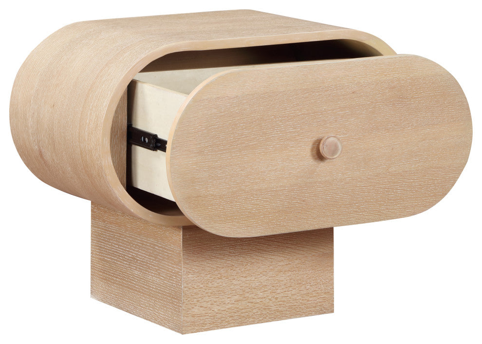 Harlow Solid Wood And Oak Veneer Night Stand, Natural