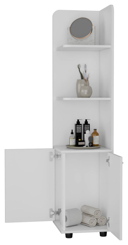 Sunriver Corner Shelf With Cabinet, White
