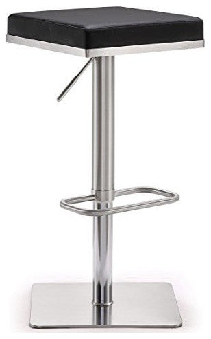 TOV Furniture Bari Black Stainless Steel Adjustable Barstool