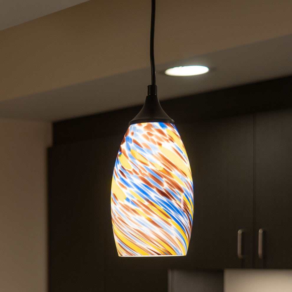 Milano 4.75" Mini Pendant Terra Tide Glass Matte Black