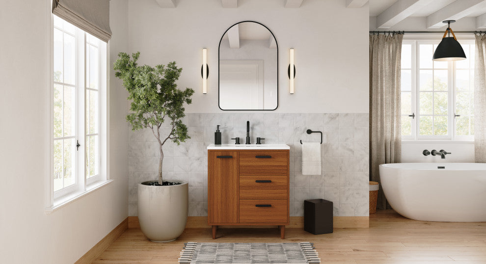 The Darby Bathroom Vanity, Teak, 30", Single Sink, Freestanding
