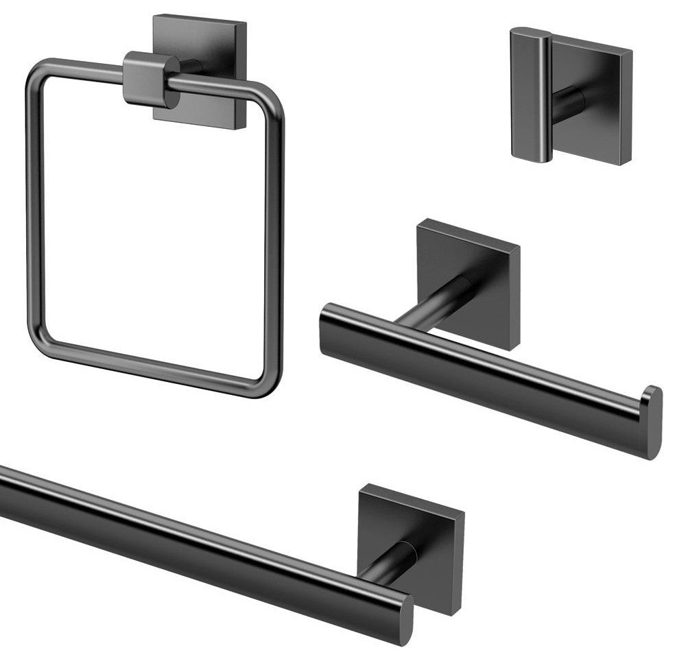 Gatco Elevate 4-Piece Bathroom Accessory Kit, Matte Black