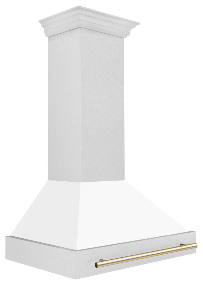 ZLINE 36 In. Wall Mount Hood, DuraSnow With White Matte Shell, 8654SNZ-WM36-G