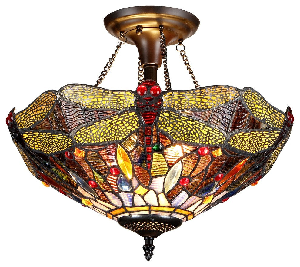 Dragan 2-Light Dragonfly Semi-Flush Ceiling Fixture