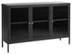 U3-Door Contemporary Glass & Metal Sideboard in Black
