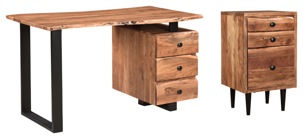 Stafford 2-piece Live Edge Solid Wood Desk Set