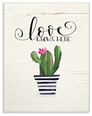 Stupell Industries Love Grows Here Cactus, 10 x 15