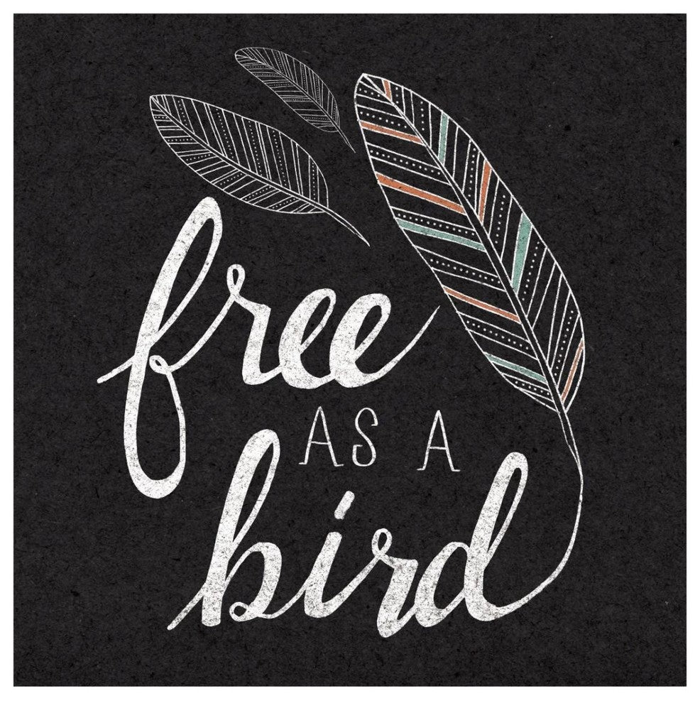 "Free as a Bird Black" Digital Paper Print by Laura Marshall, 32"x32"