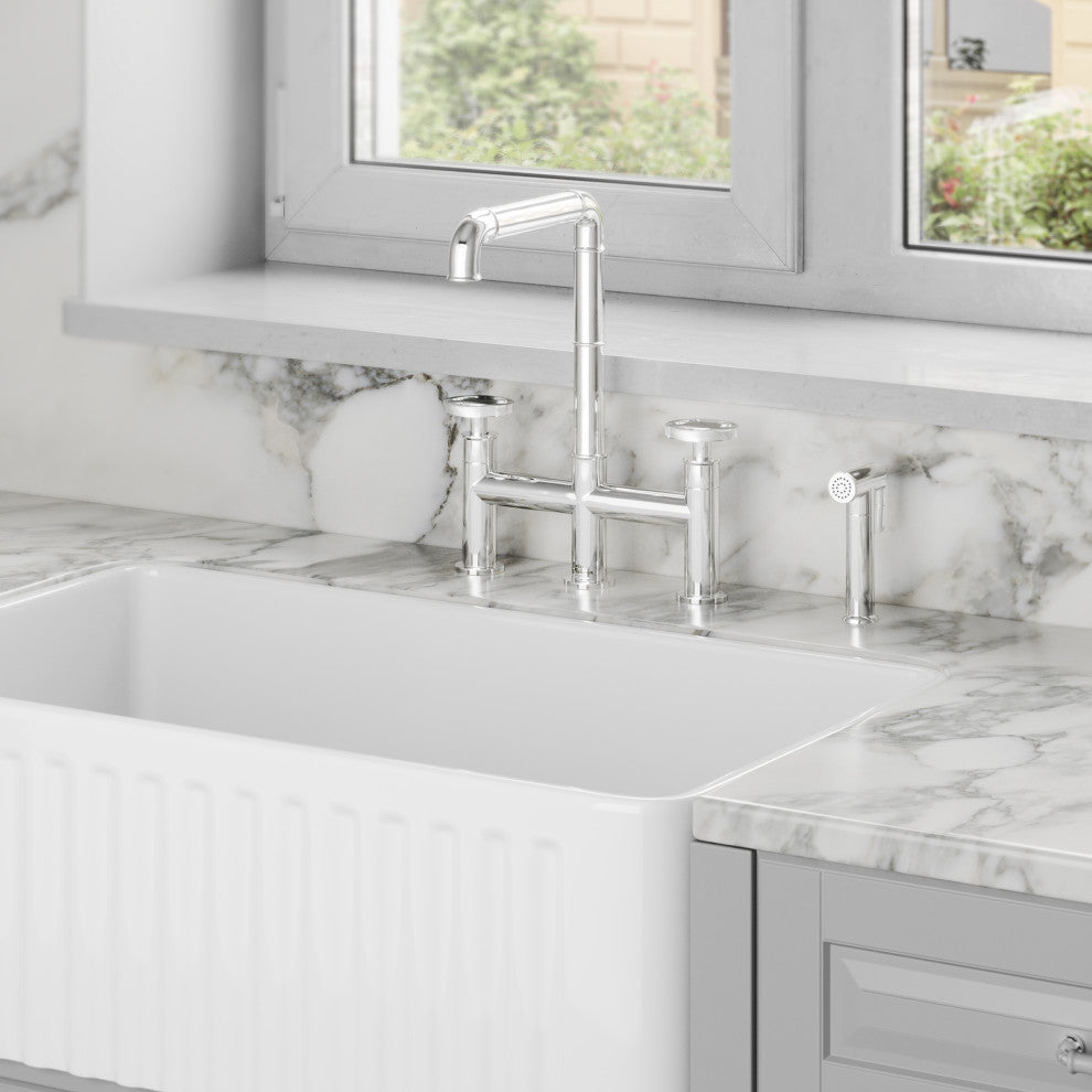 Avallon Pro Widespread Kitchen Faucet With Side Sprayer, Chrome