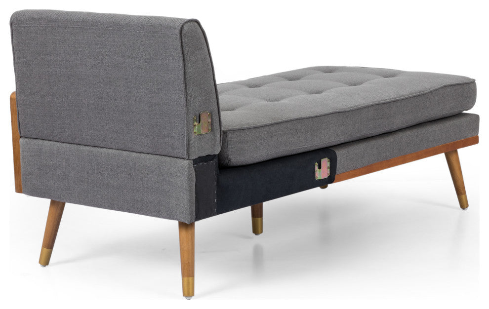 Haddie Fabric Chaise Sectional, Gray and Dark Walnut