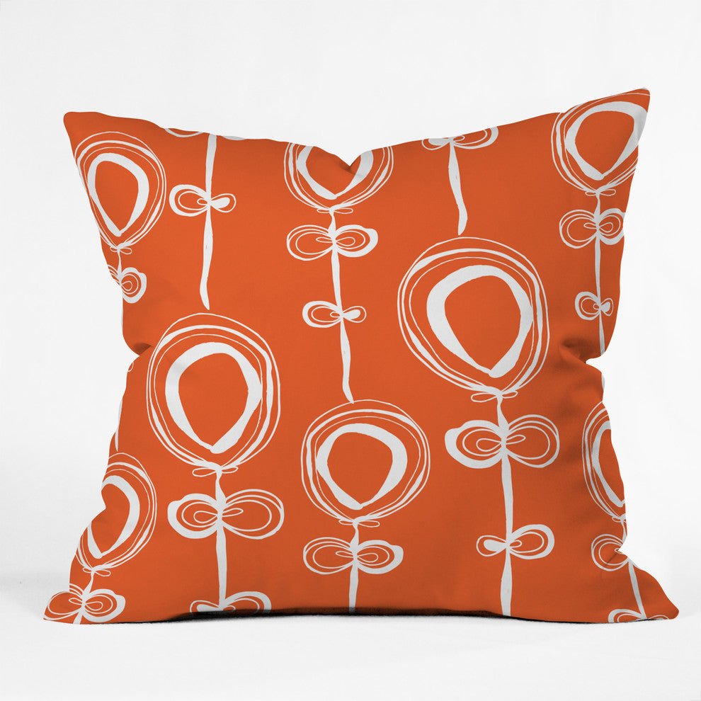 Contemporary Orange Outdoor Throw Pillow, 18"x18"