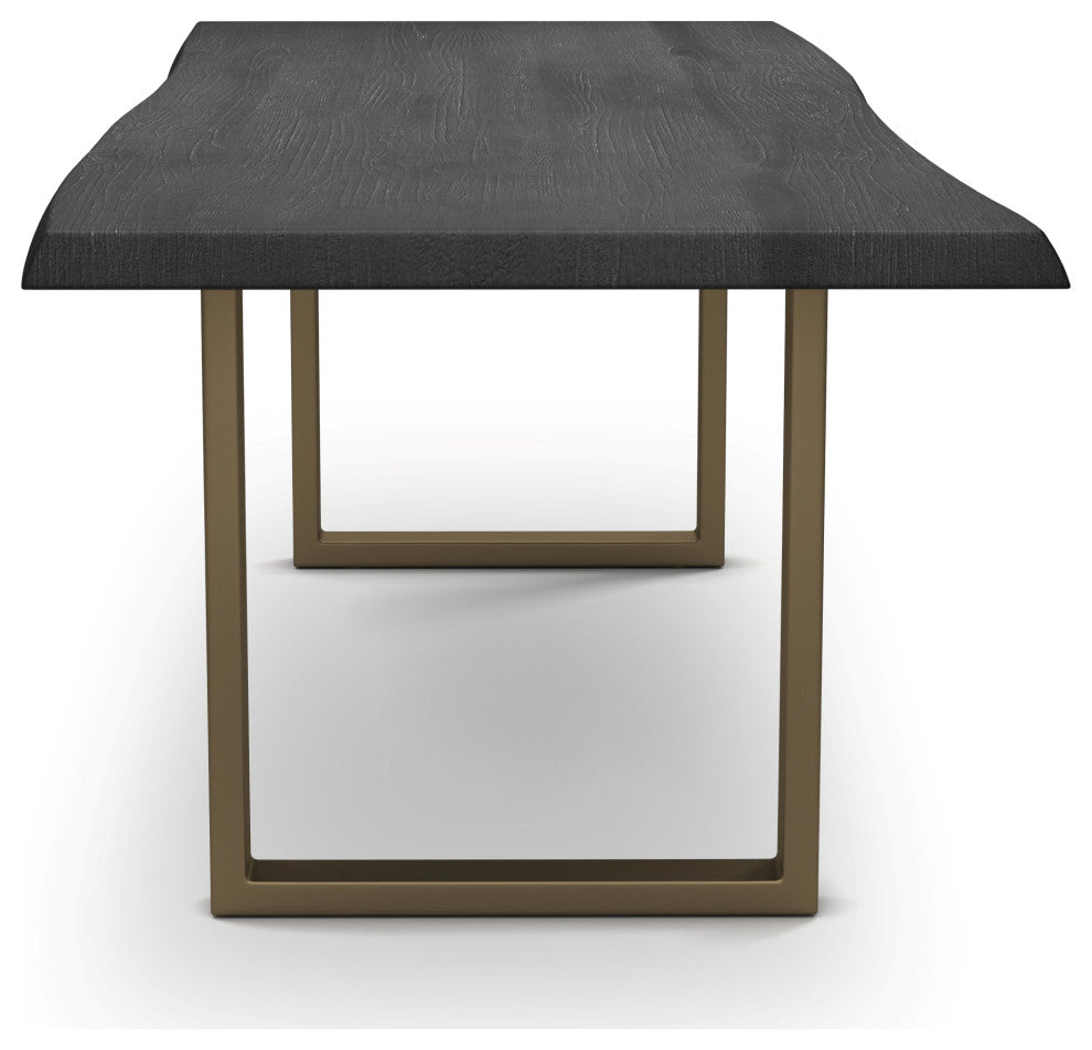 Brooks Dining Table, Ebonized, Brass, 40"x92", U-Base