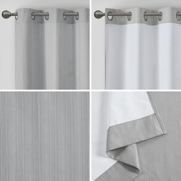 Basketweave Room Darkening Curtain Panel Pair