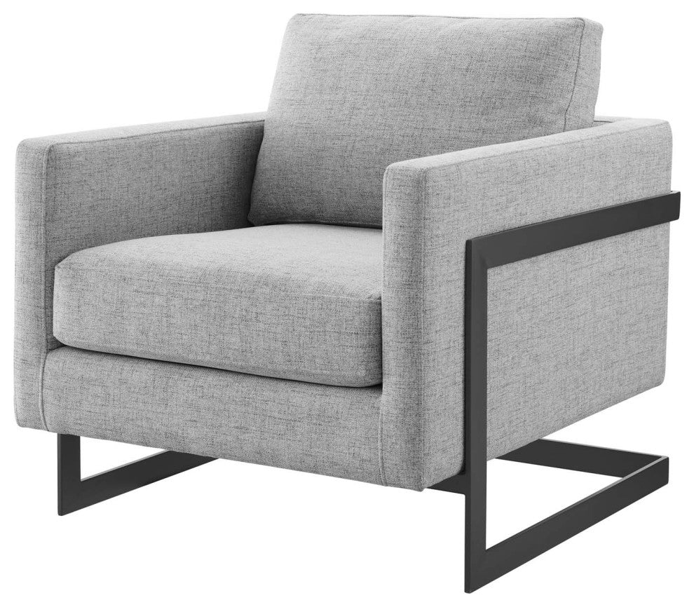 Accent Chair, Fabric, Metal, Black Gray, Modern, Living Lounge Hospitality