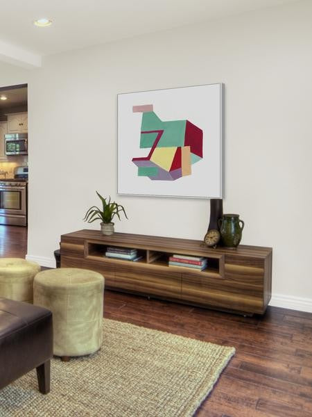 "When Shapes Unite" Floater Framed Painting Print on Canvas, 20"x20"