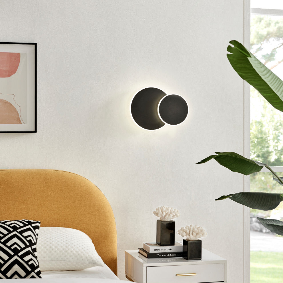 Luna Eclipse 2 Circle Multiuse Dimmable Wall Lamp, Black