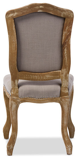 Chateauneuf Weathered Oak Beige Fabric Upholstered Dining Side Chair