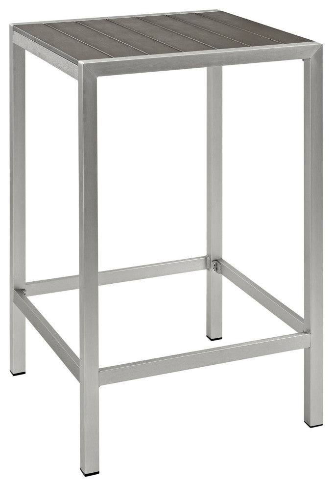 Silver Gray Shore Outdoor Patio Aluminum Bar Table