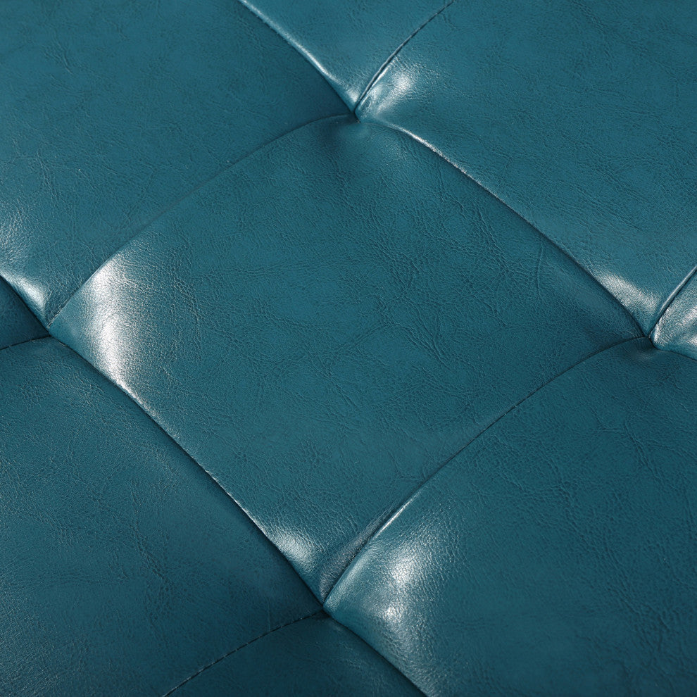GDF Studio Robin Brown Leather Storage Ottoman Bench, Teal