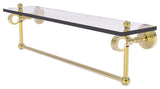 Pacific Grove 22" Glass Shelf with Towel Bar, Unlacquered Brass