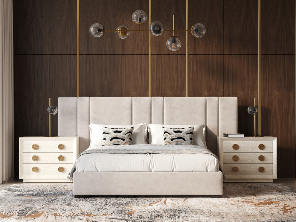 Modrest Marjorie Modern Cream and Brushed Gold Nightstand