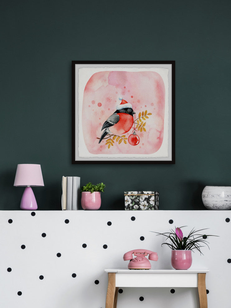 "Santa Bird" Framed Painting Print, 18x18