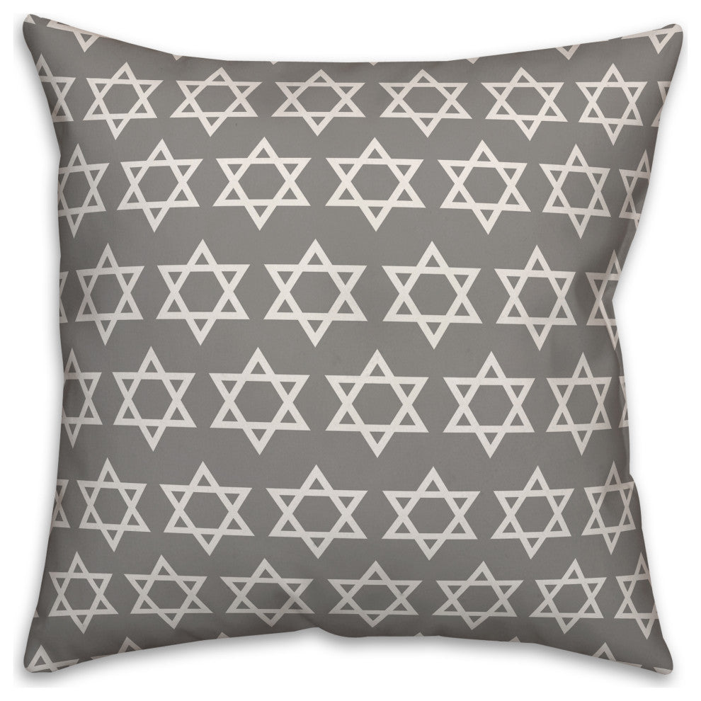 Gray Star of David Pattern 20"x20" Throw Pillow Cover