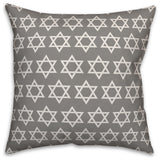 Gray Star of David Pattern 20"x20" Throw Pillow Cover