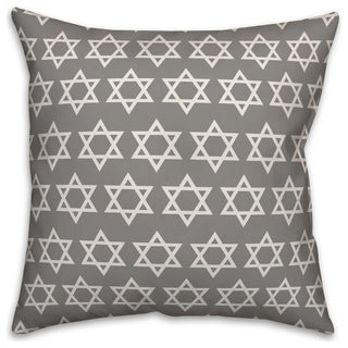 Gray Star of David Pattern 20"x20" Throw Pillow Cover