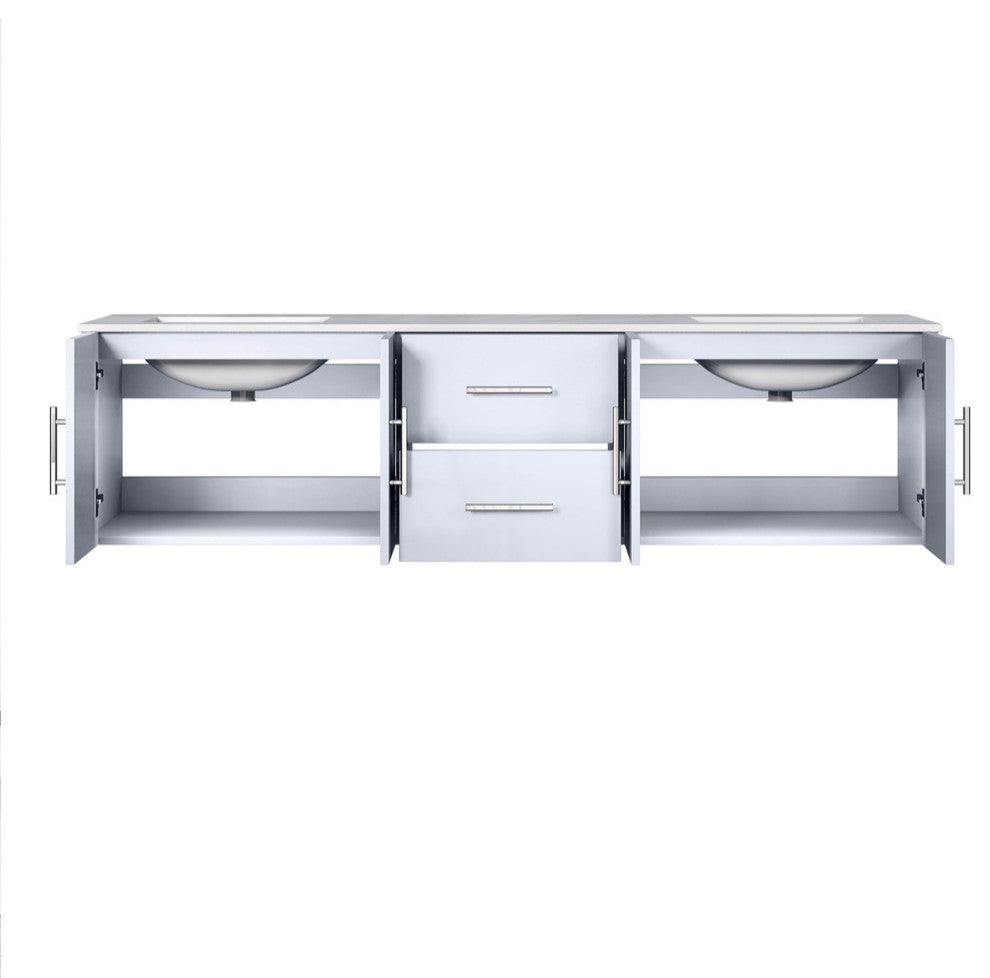 Geneva Transitional Glossy White 72" Double Vanity