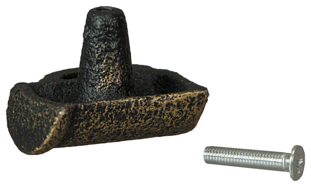 Antique Gold Finish Cast Iron Beer Mug Cabinet Knob Drawer Pulls Set of 6