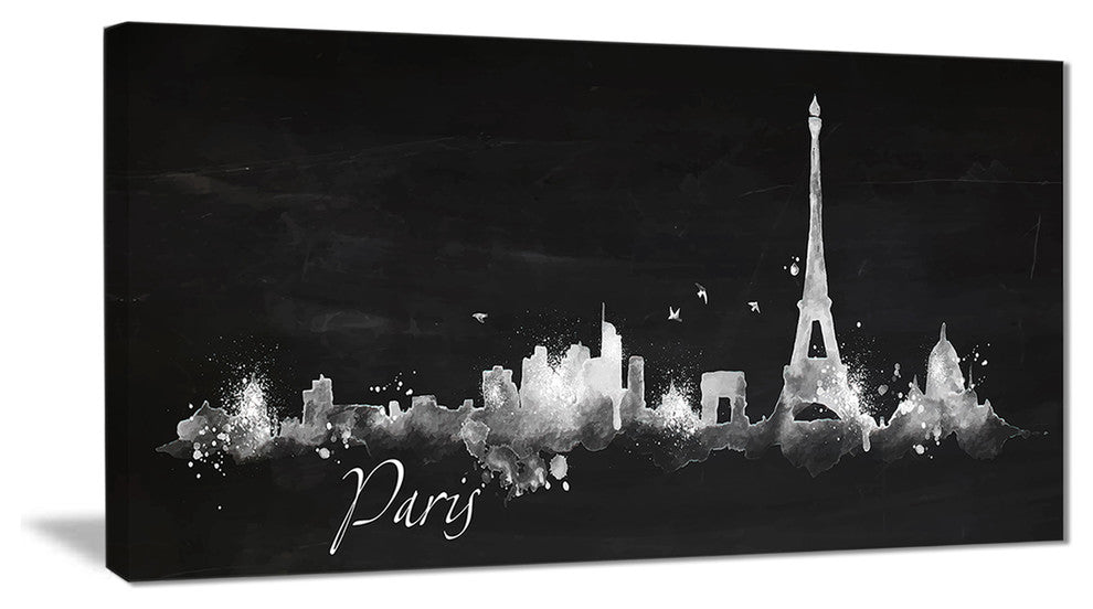 "Paris Dark Silhouette" Canvas Print, 40"x20"