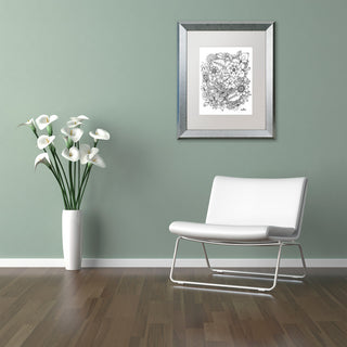 KCDoodleArt 'Flowers 2' Art, Silver Frame, White Matte, 11"x14"