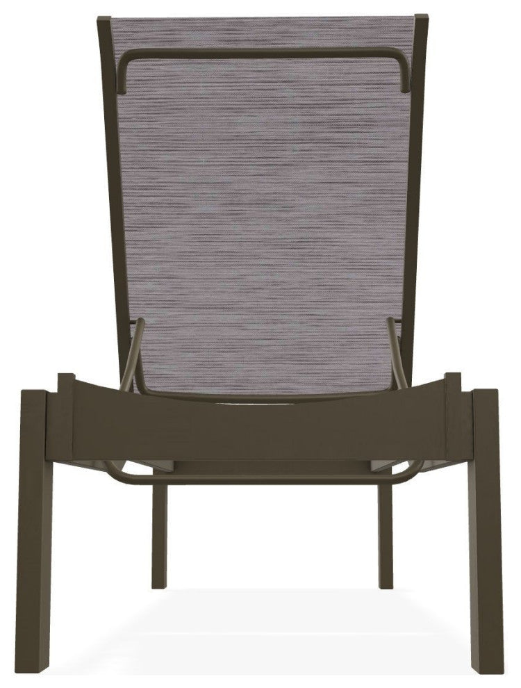 Leeward Sling Stackable Outdoor Chaise Lounge, Fossil/Beachwood