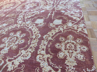 8"x10" Hand-Knotted Brown Wool and Silk Modern Oriental Rug