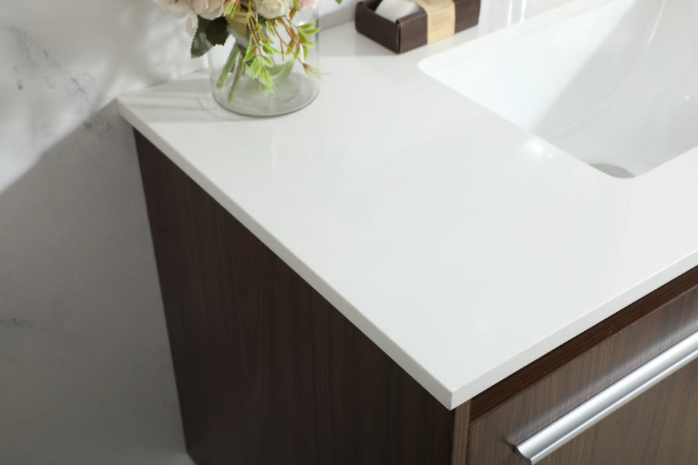 Phoebe Single Bathroom Vanity, Walnut, 36", Without Backsplash