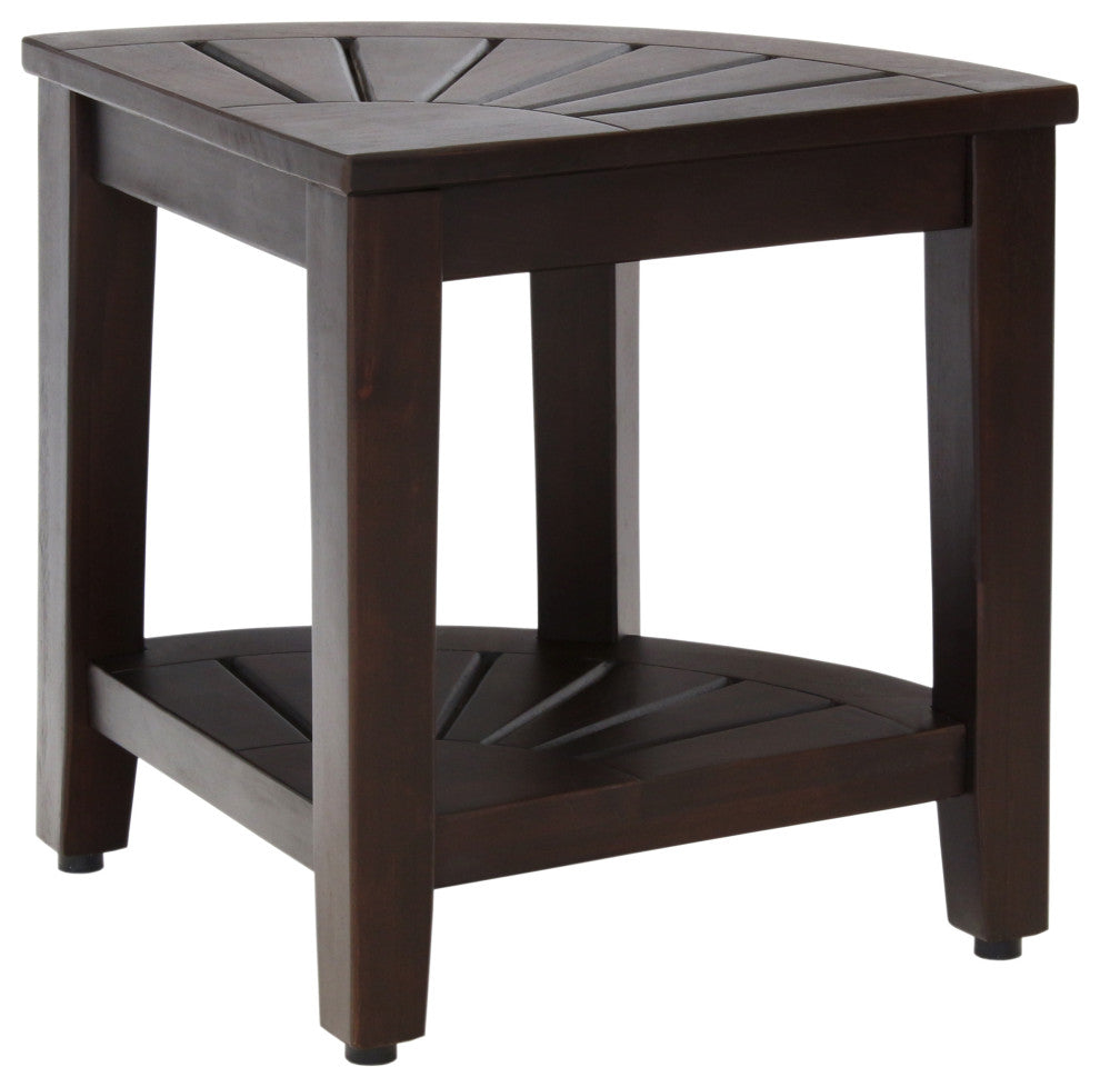 15.5" Kai™ Mocha-Shield Corner Teak Shower Bench with Shelf