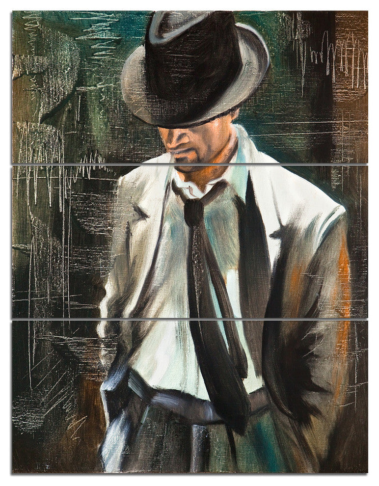 "The Gentleman" Glossy Metal Wall Art, 3 Panels, 28"x36"