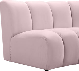 Infinity Channel Tufted Velvet Modular Chair, Pink, 9 Piece