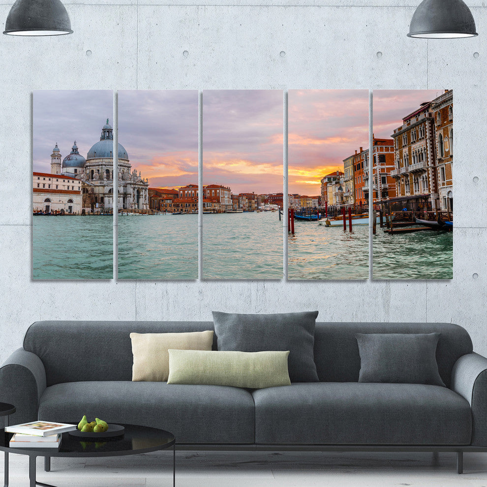 Santa Maria Della Salute, Cityscape Canvas Art Print, 60"x28", 5 Panels