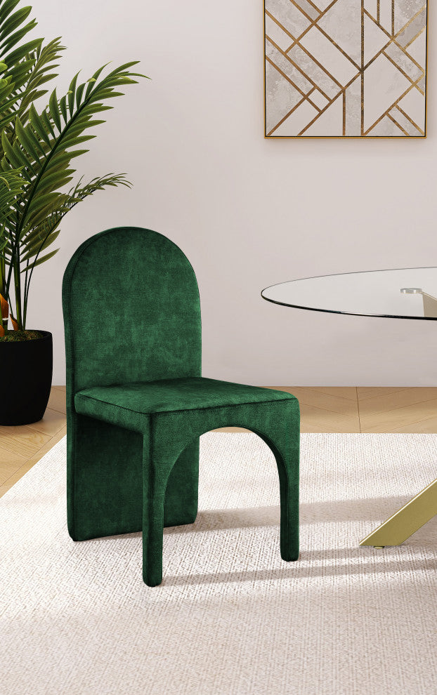 Summer Velvet Upholstered Dining Arm Chair (Set of 2), Green, Side Chair