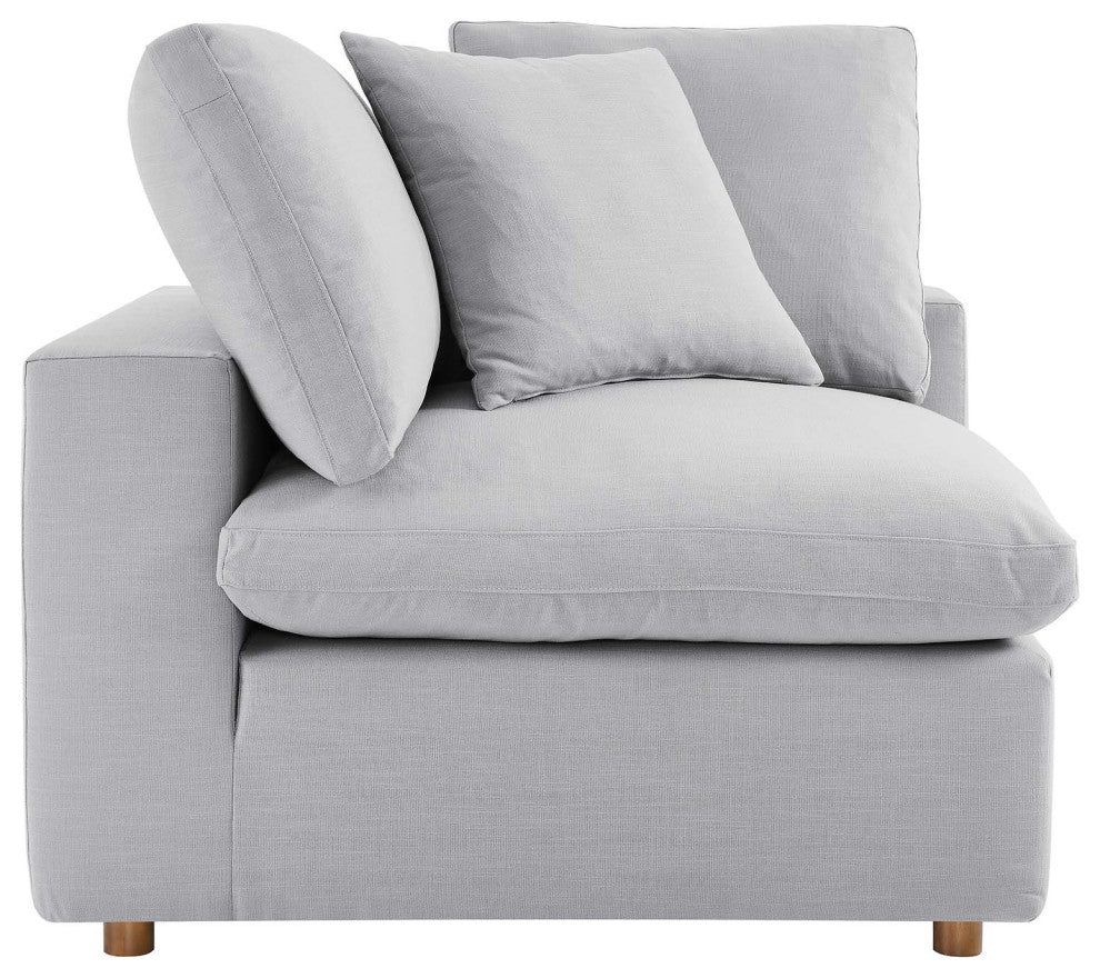 Commix Down Filled Overstuffed 4-Piece Sectional Sofa Set, Light Gray
