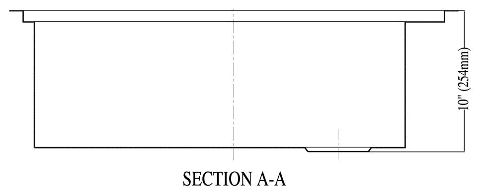 Dawn Dual Mount Single Bowl Square Sink With Drain and 2 Holes on Side