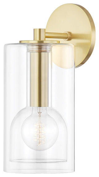 Belinda 1-Light 14" Wall Sconce, Aged Brass, Clear Glass