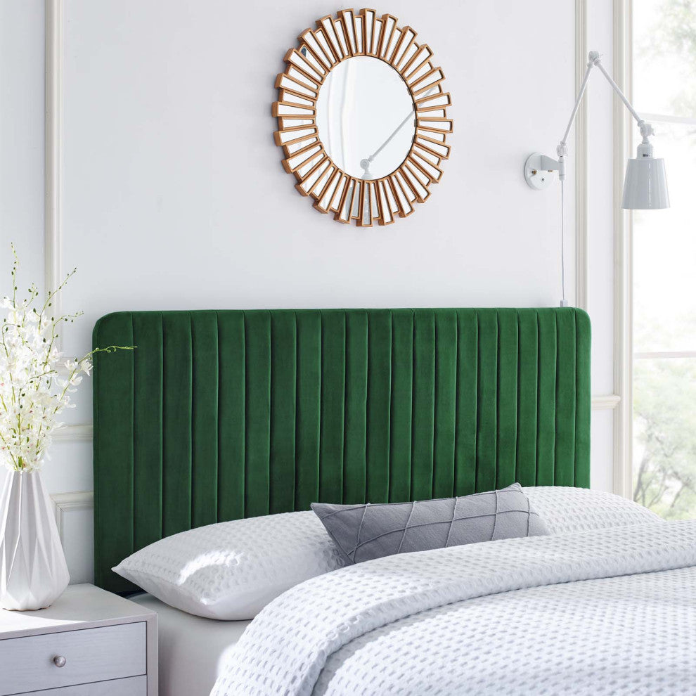 Tufted Headboard, Twin Size, Velvet, Green, Modern Contemporary, Bedroom Master