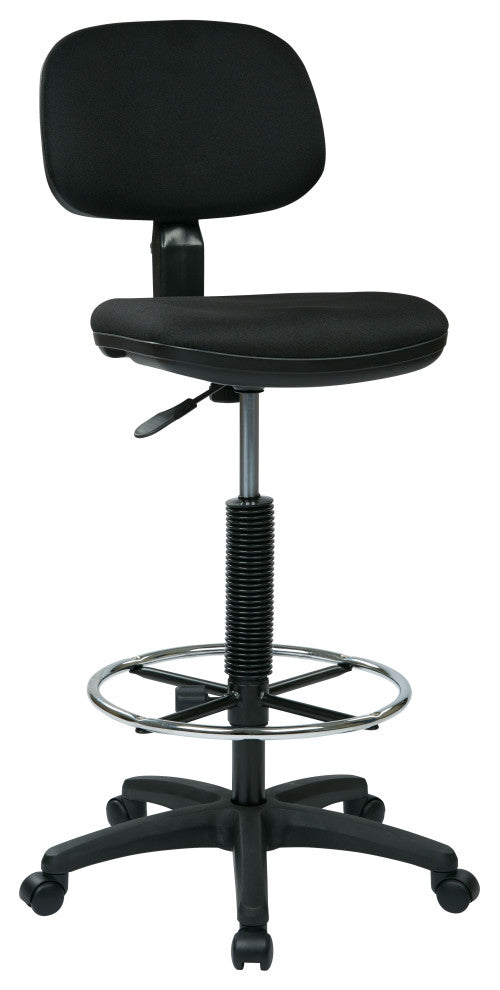 Sculptured Seat and Back Drafting Chair With Adjustable Foot Ring, Black