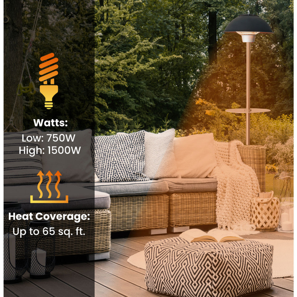 Modern Efficient Standing Electric Heater, Black/Silver, 81.6"