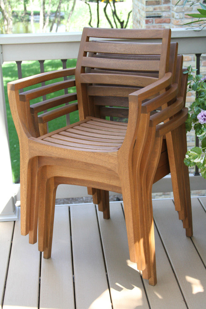 Outdoor Interiors 5-Piece 48" Round Eucalyptus Folding Dining Set