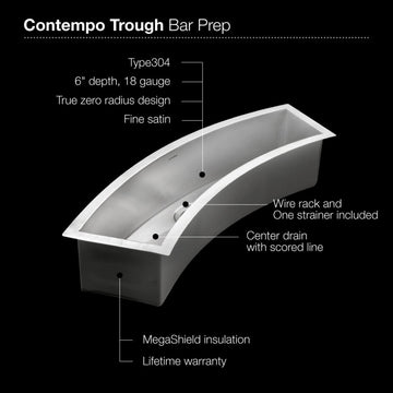 Houzer CTC-3312 Contempo Trough 33" Undermount Single Basin - Stainless Steel
